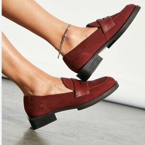 Free People Lennox Loafers Faux Suede Rust Sz 7 NWOT